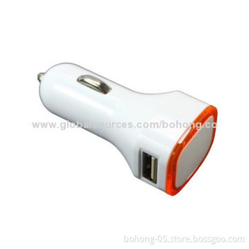 Colorful Car Charger, 2 USB Connector, OEM and ODM Orders Accepted